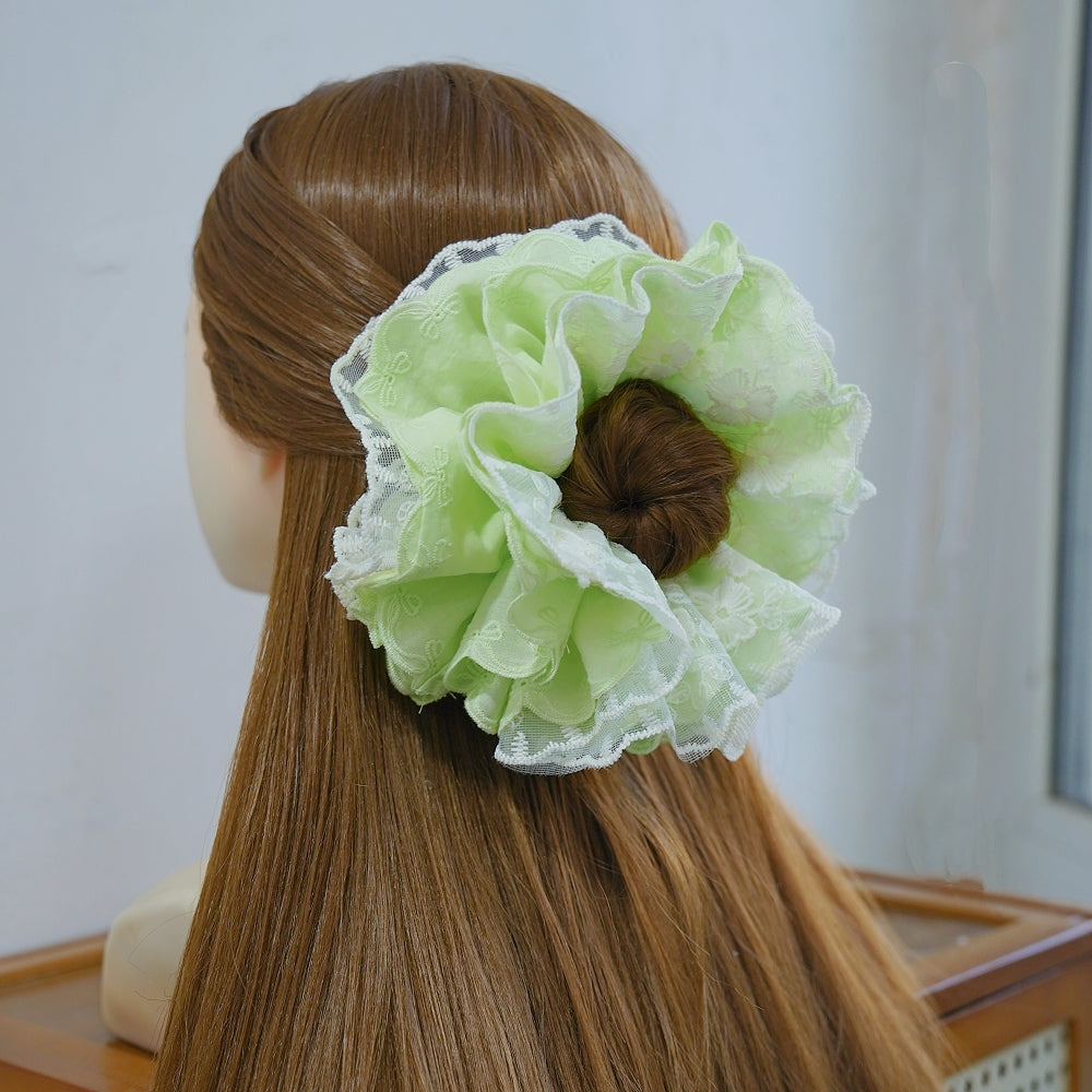 6-Layer Extra Large Lace Scrunchie - Handmade 16cm Soft Hair Tie, 6 Colors