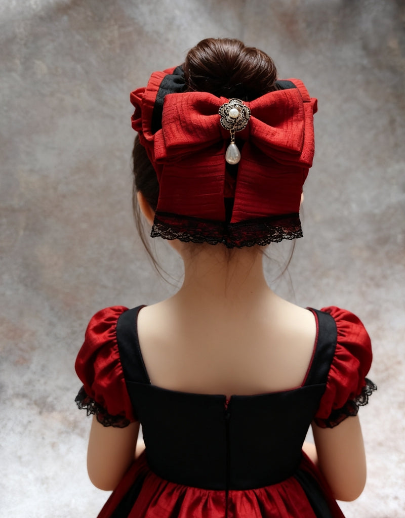 Rose Floral Lace Scrunchie, Handmade Soft Fabric Hair Tie