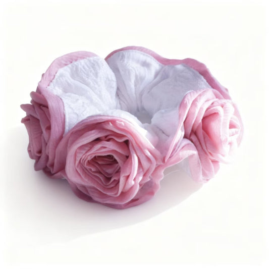 Rose Floral Scrunchie - Handmade Soft Fabric Hair Tie