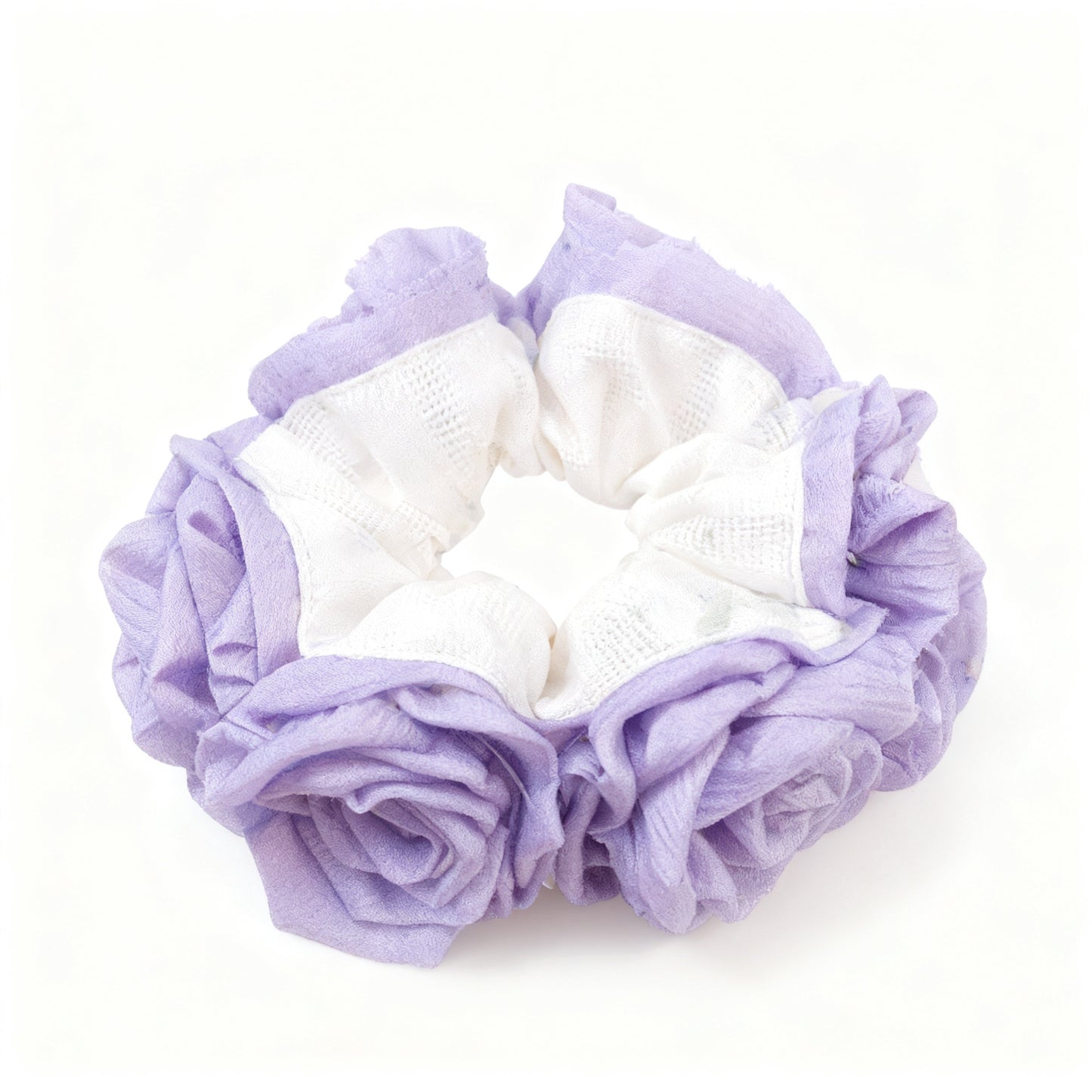Rose Floral Scrunchie - Handmade Soft Fabric Hair Tie