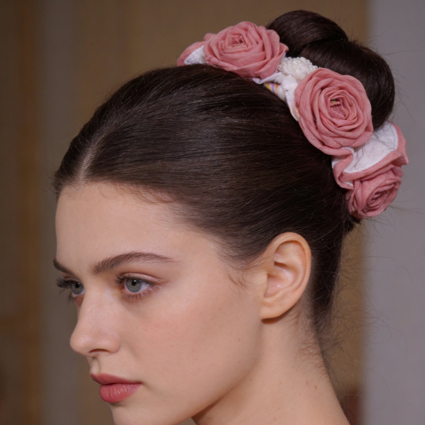 Rose Floral Scrunchie - Handmade Soft Fabric Hair Tie