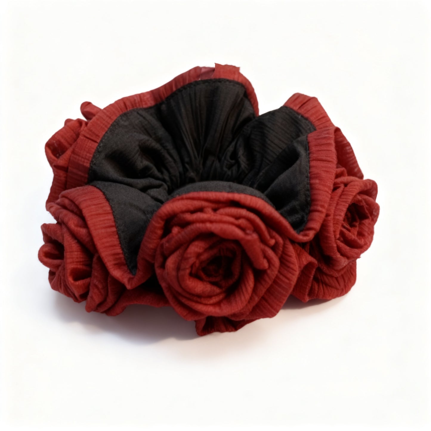 Rose Floral Scrunchie - Handmade Soft Fabric Hair Tie