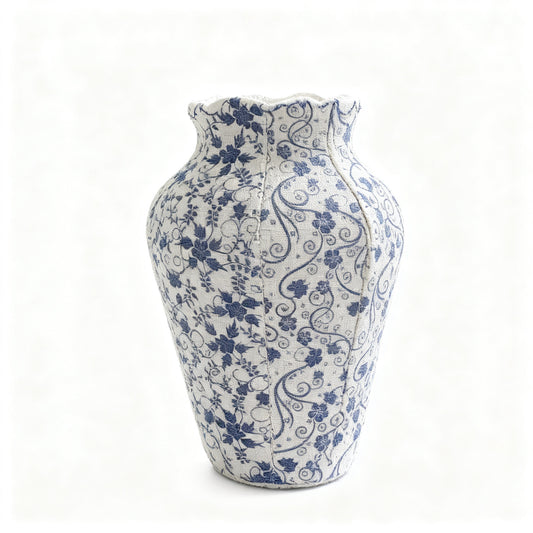 Handmade Blue and White Porcelain Fabric Vase