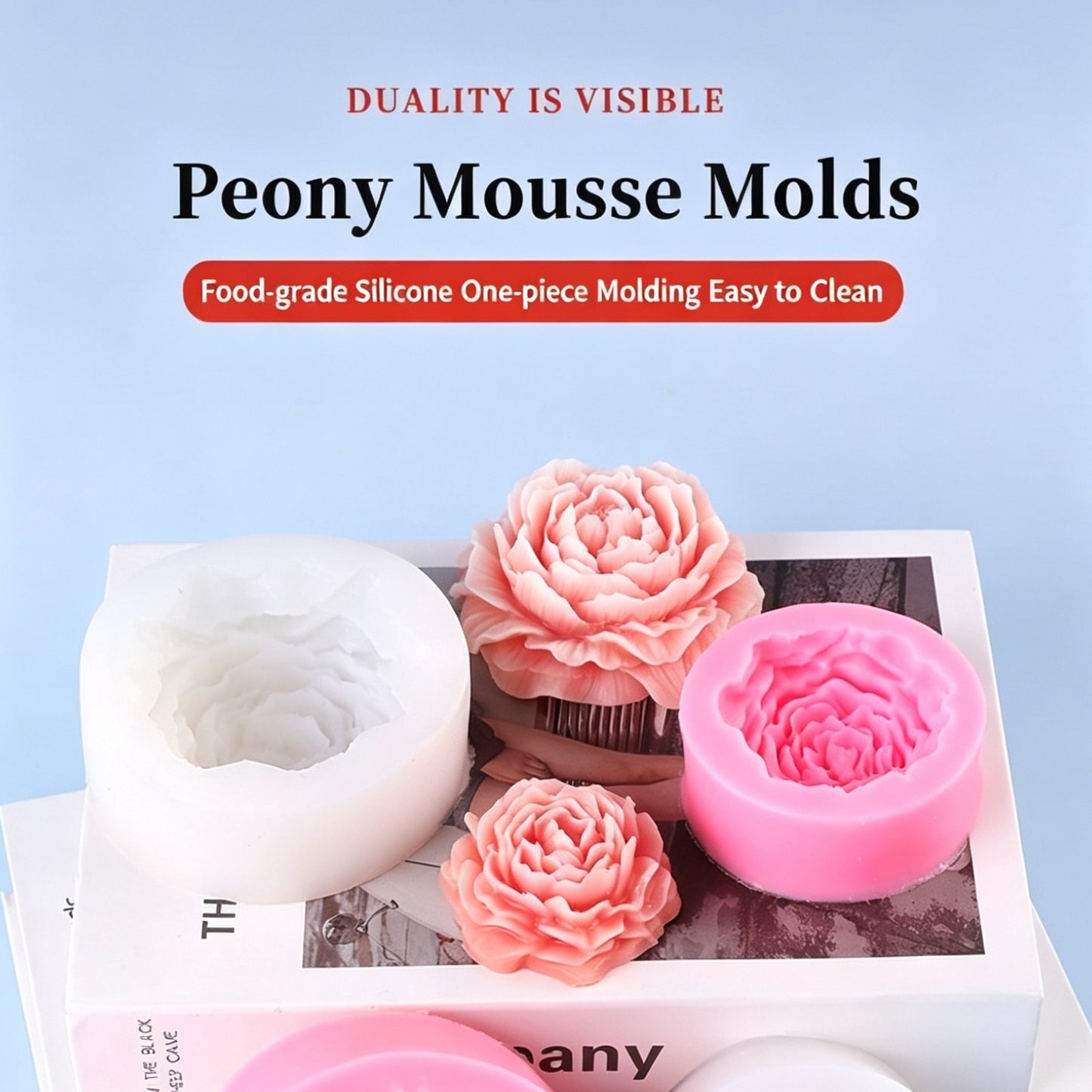 3D Peony Flower Silicone Mold - 2 Sizes (7cm / 9.5cm) for Candles, Baking & Soap Making 