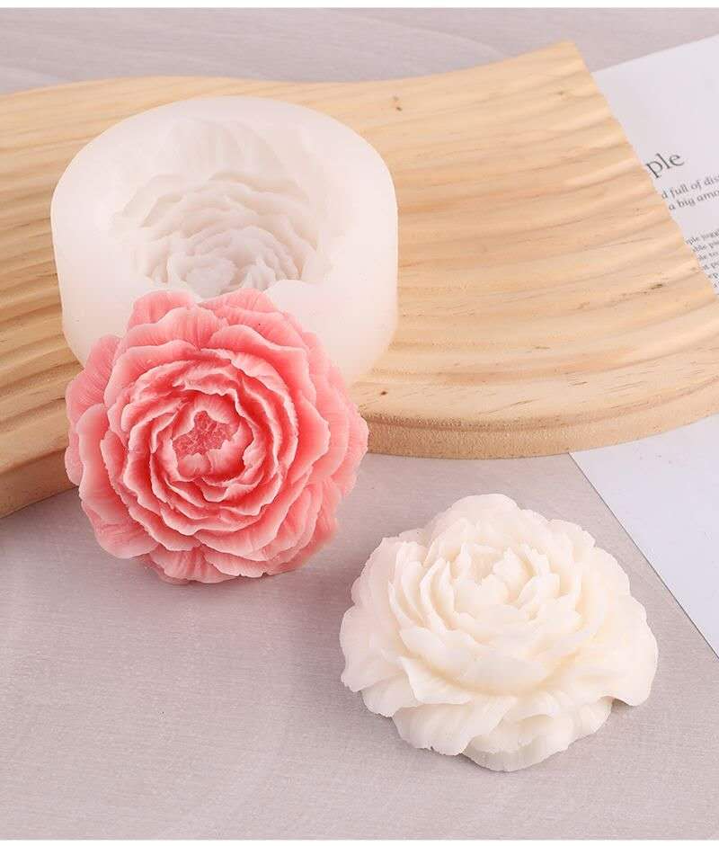 3D Peony Flower Silicone Mold - 2 Sizes (7cm / 9.5cm) for Candles, Baking & Soap Making 