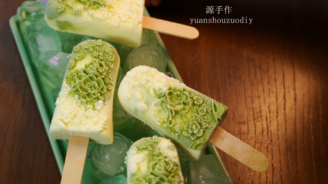 Chinese Floral Relief Silicone Popsicle Mold - DIY Artisan Ice Cream Bar Mold, 90ml