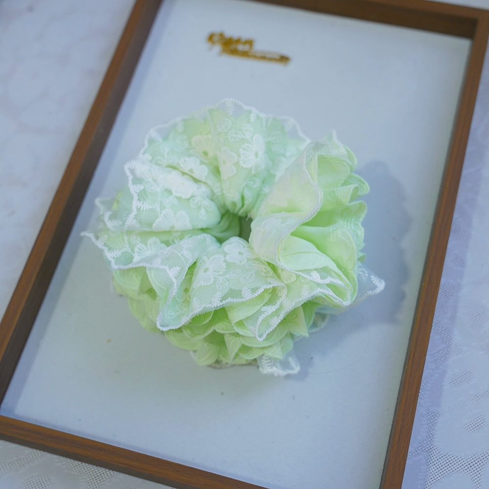 6-Layer Extra Large Lace Scrunchie - Handmade 16cm Soft Hair Tie, 6 Colors