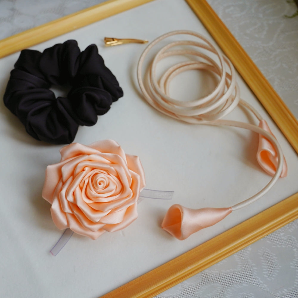 Handmade Multi‑Wear Satin Rose Brooch | Brooch / Necklace / Wrist Corsage | Free Gift Set Included