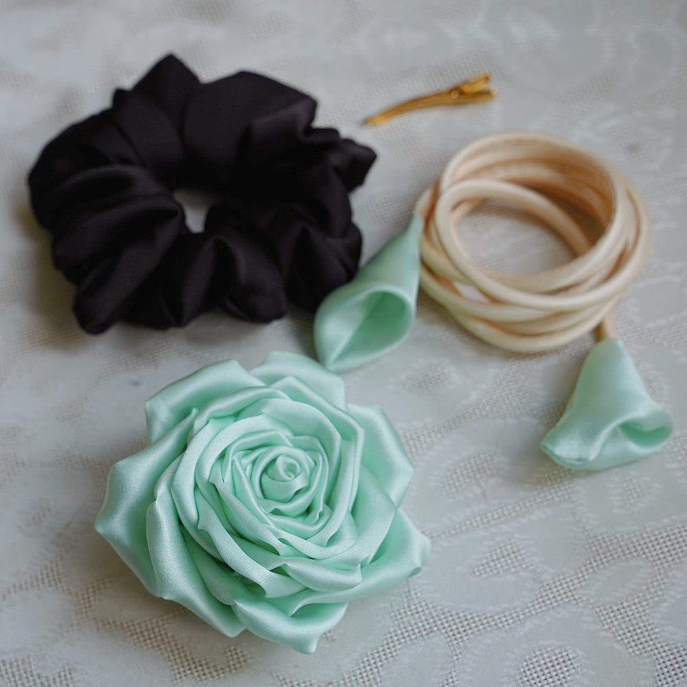 Handmade Multi‑Wear Satin Rose Brooch | Brooch / Necklace / Wrist Corsage | Free Gift Set Included