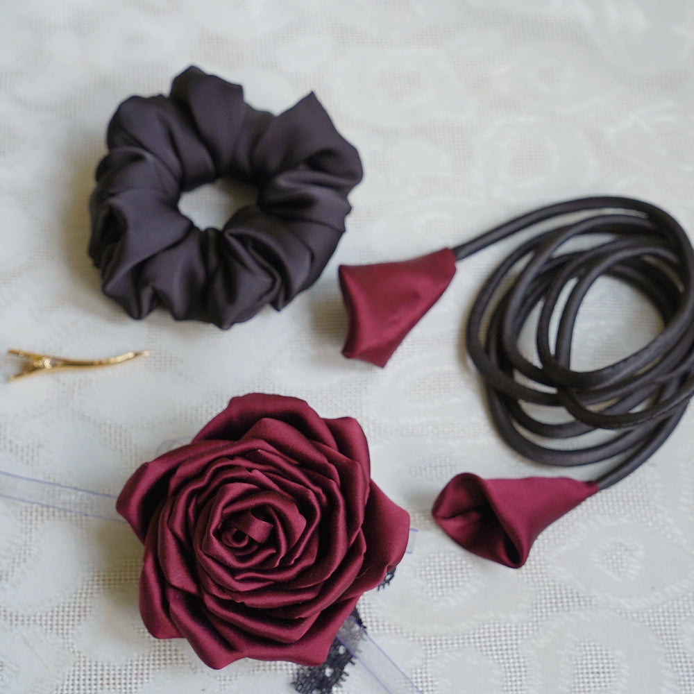 Handmade Multi‑Wear Satin Rose Brooch | Brooch / Necklace / Wrist Corsage | Free Gift Set Included