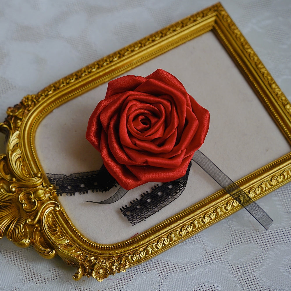 Handmade Multi‑Wear Satin Rose Brooch | Brooch / Necklace / Wrist Corsage | Free Gift Set Included