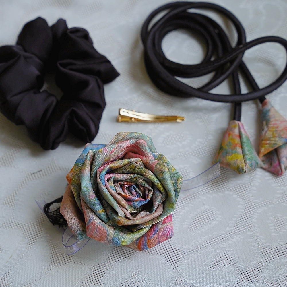 Handmade Multi‑Wear Satin Rose Brooch | Brooch / Necklace / Wrist Corsage | Free Gift Set Included
