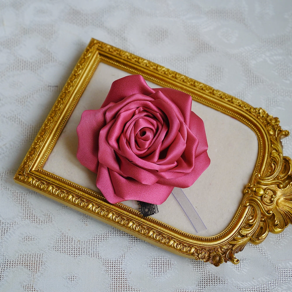 Handmade Multi‑Wear Satin Rose Brooch | Brooch / Necklace / Wrist Corsage | Free Gift Set Included