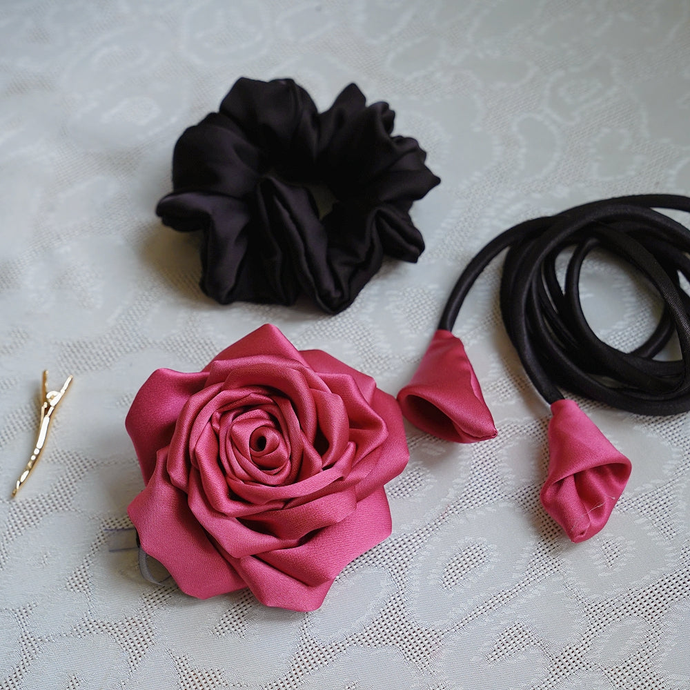 Handmade Multi‑Wear Satin Rose Brooch | Brooch / Necklace / Wrist Corsage | Free Gift Set Included