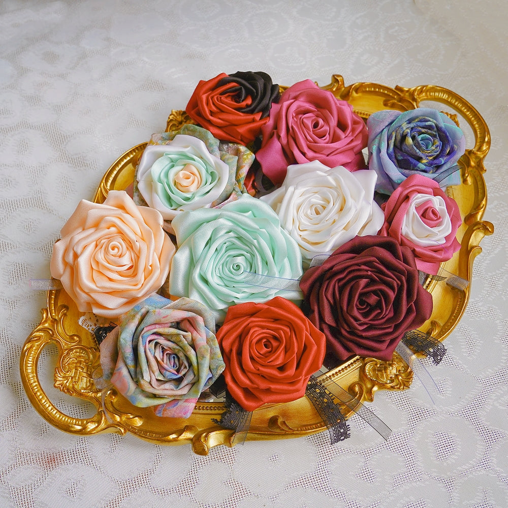Handmade Multi‑Wear Satin Rose Brooch | Brooch / Necklace / Wrist Corsage | Free Gift Set Included
