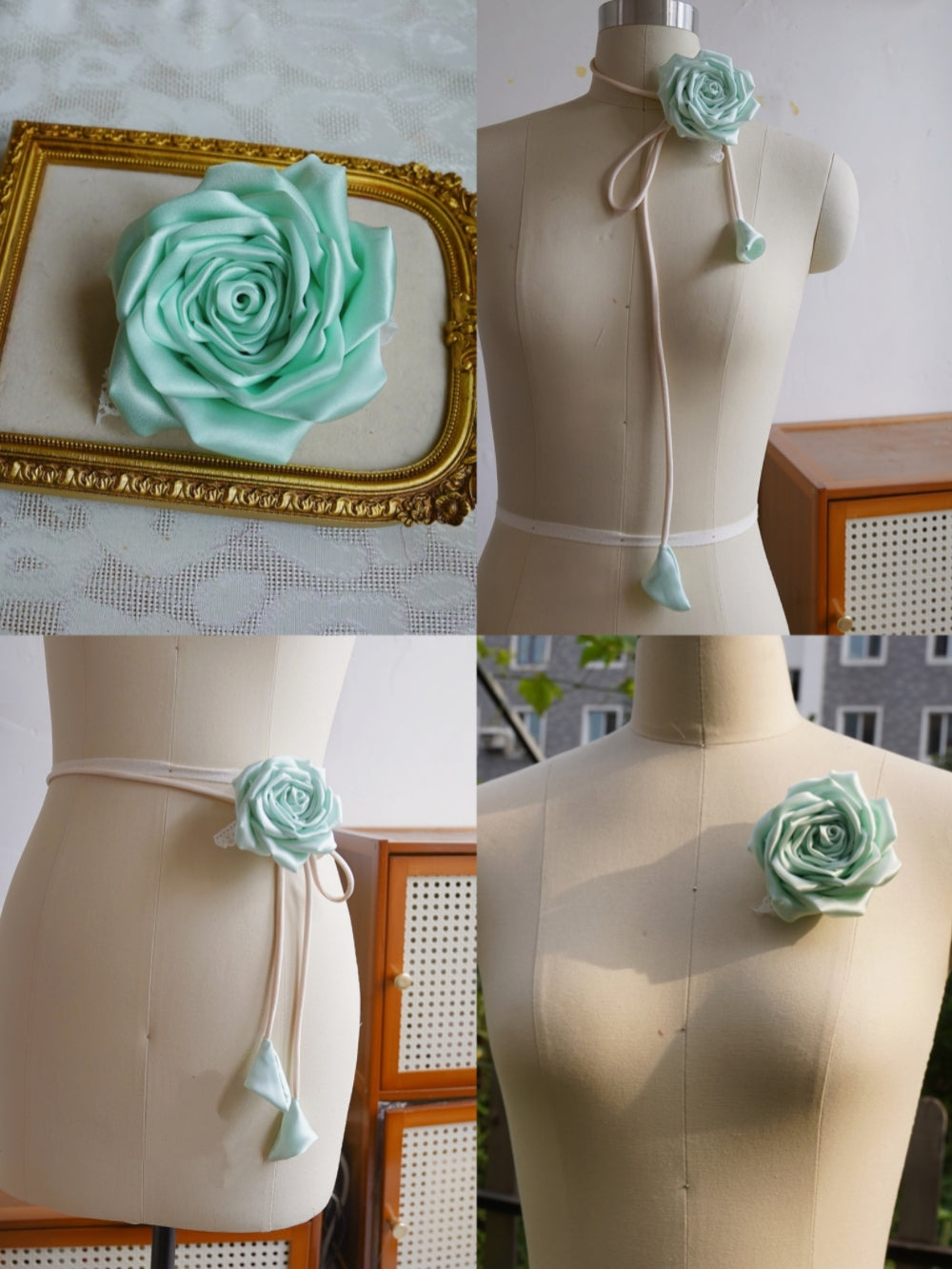 Handmade Multi‑Wear Satin Rose Brooch | Brooch / Necklace / Wrist Corsage | Free Gift Set Included