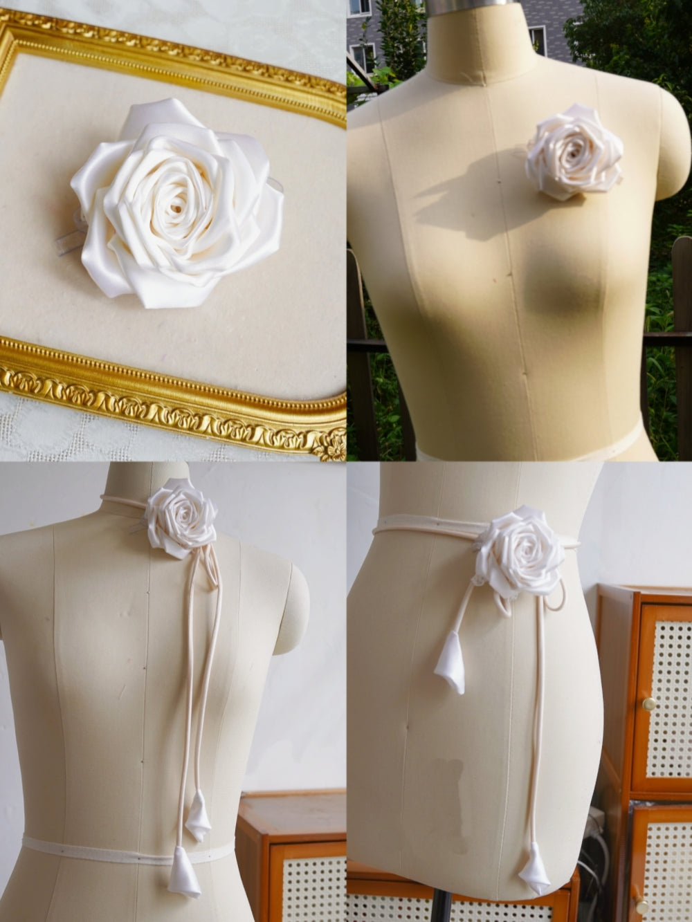 Handmade Multi‑Wear Satin Rose Brooch | Brooch / Necklace / Wrist Corsage | Free Gift Set Included