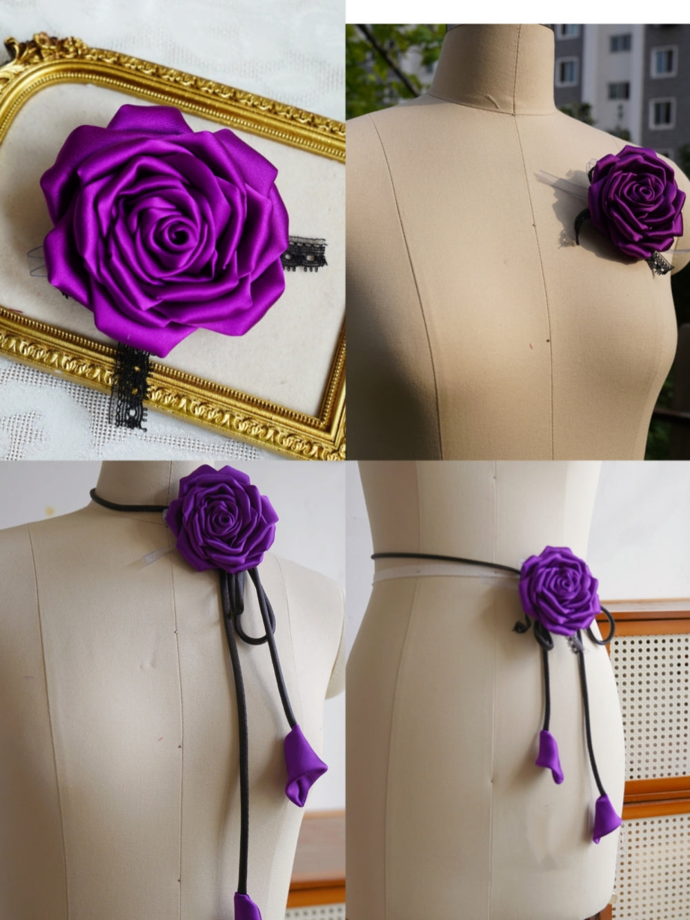 Handmade Multi‑Wear Satin Rose Brooch | Brooch / Necklace / Wrist Corsage | Free Gift Set Included