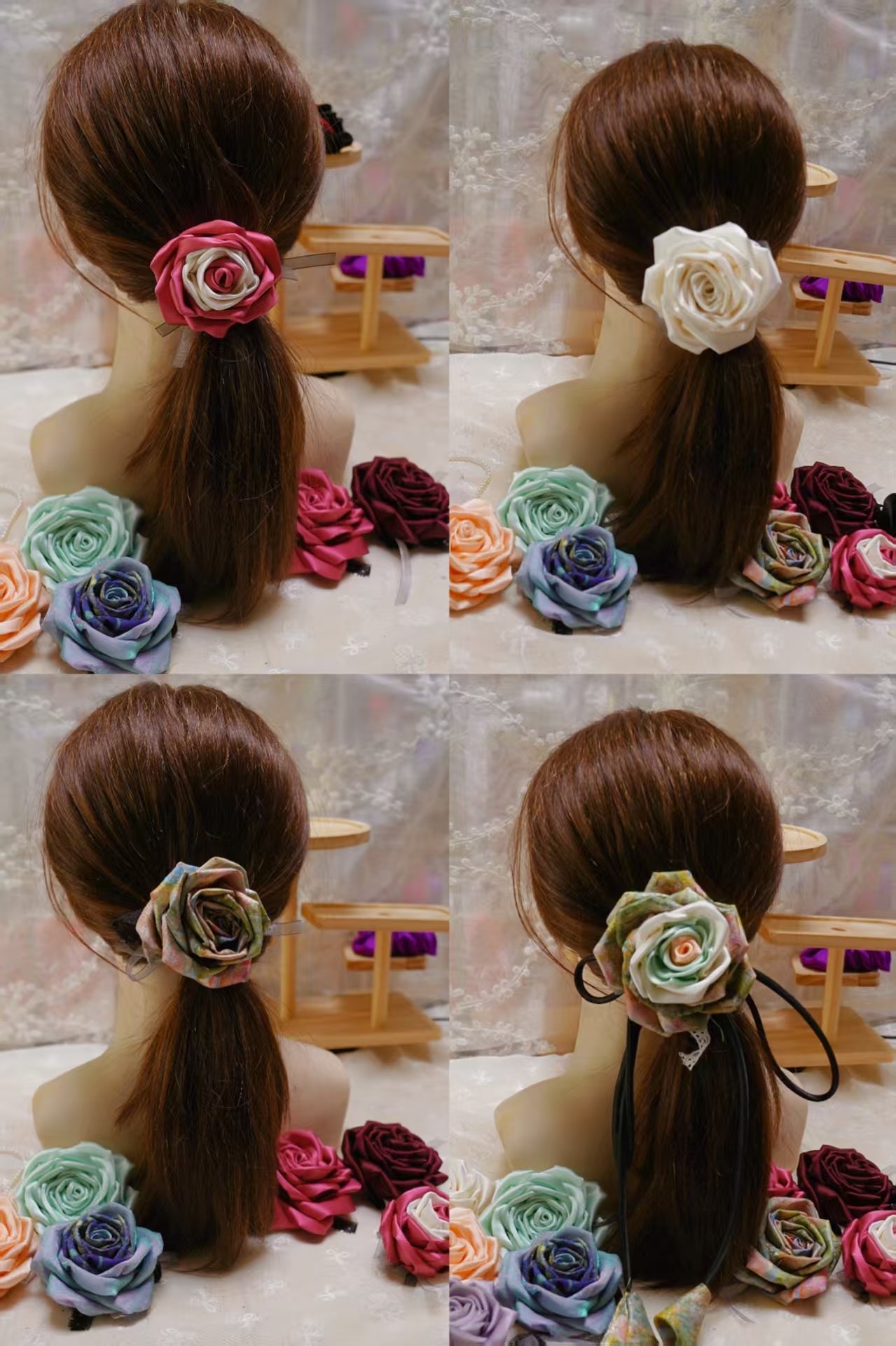 Handmade Multi‑Wear Satin Rose Brooch | Brooch / Necklace / Wrist Corsage | Free Gift Set Included