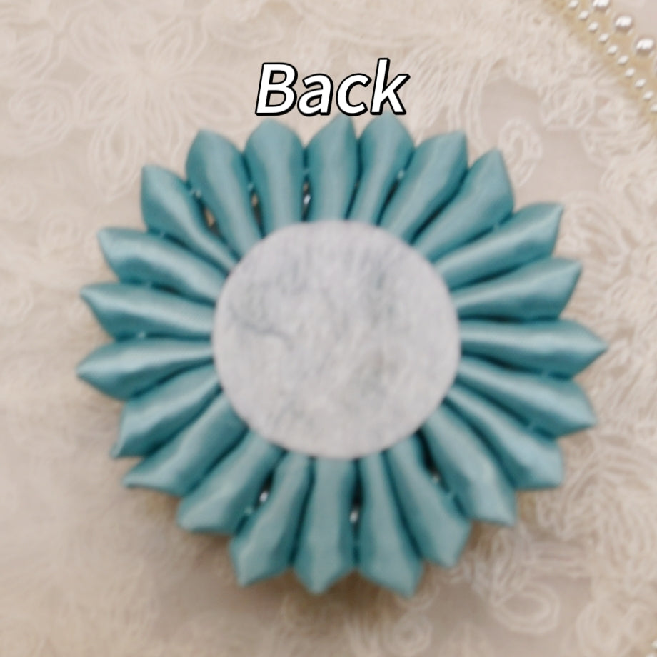 Handmade Pearl Satin Ribbon Flower Applique, 6cm
