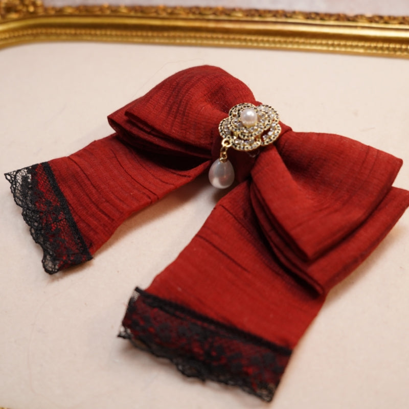 Rose Floral Lace Scrunchie, Handmade Soft Fabric Hair Tie