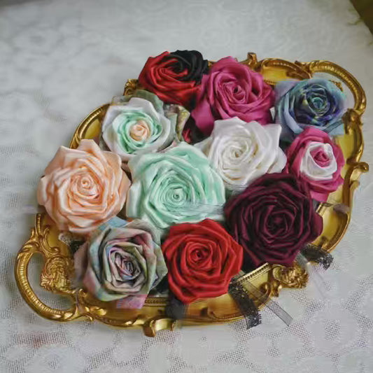 Handmade Multi‑Wear Satin Rose Brooch | Brooch / Necklace / Wrist Corsage | Free Gift Set Included
